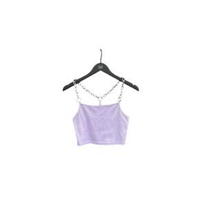 Romwe Chain Link Cropped Tank Top in Light Purple